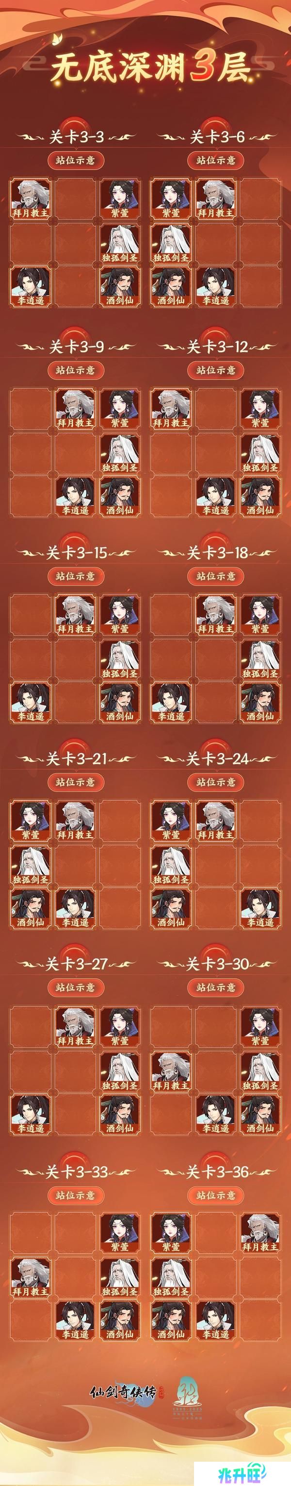 《仙剑奇侠传：新的开始》《 仙剑奇侠传》无底深渊1-3层通关阵容参考