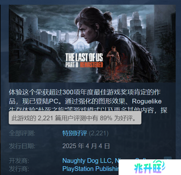 《最后生还者2RE》Steam特别好评：优化出色 帧率稳定!