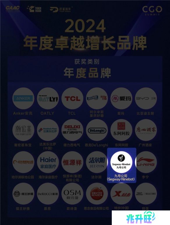 九号公司荣获CGO品牌增长峰会“年度卓越增长品牌”奖