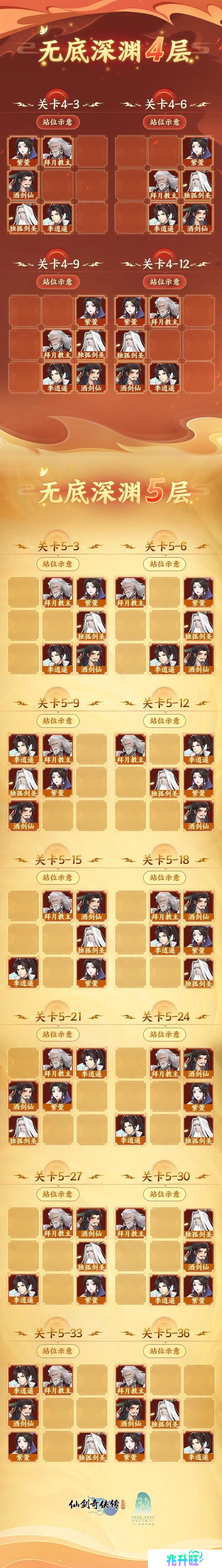 《仙剑奇侠传：新的开始》《仙剑奇侠传》无底深渊4-5层通关阵容参考