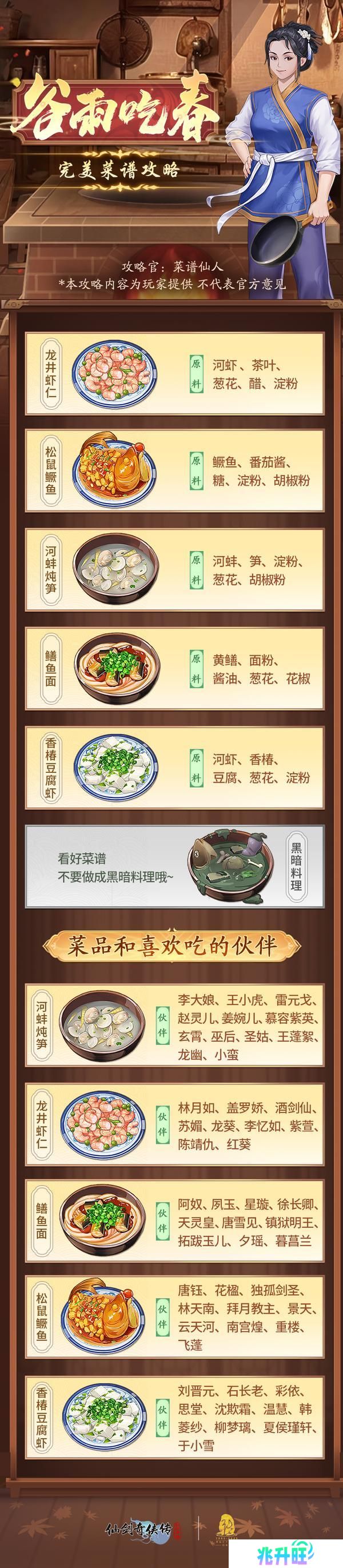 《仙剑奇侠传：新的开始》谷雨吃春完美菜谱