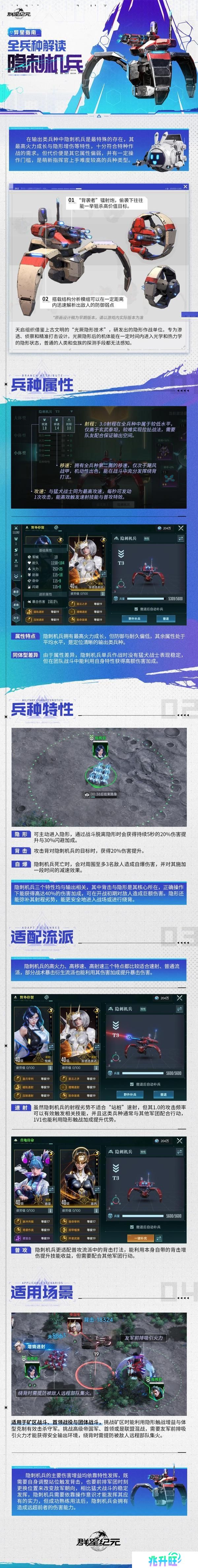《群星纪元》异星指南丨隐刺机兵兵种解读，隐身背击增伤加高火力成长！